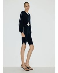 Mango - Pantalon Capri En Maille À Rayures Contrastantes Bleu Marine - Lyst