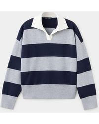 Mango - Striped Polo-Neck Sweater - Lyst