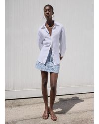 Mango - Jupe Brodée Coton Bleu - Lyst