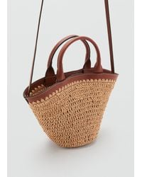 Mango - Small Double-Handle Natural Fibre Bag - Lyst