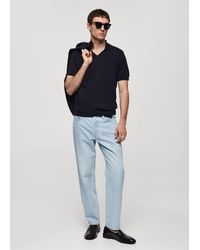 Mango - 100% Cotton Knitted Polo Shirt Dark - Lyst
