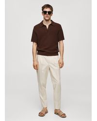 Mango - 100% Cotton Braided Knitted Polo Shirt Tobacco - Lyst