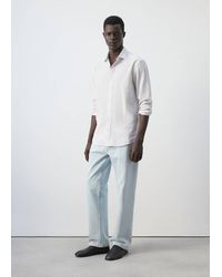 Mango - Seersucker Striped Texture Shirt - Lyst