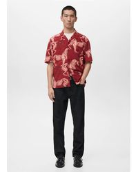 Mango - Printed Flowing Shirt With Bowling Collar - Lyst