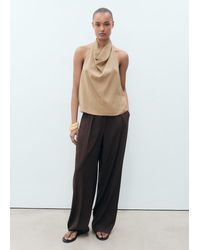 Mango - Lyocell Top With Draped Neck - Lyst