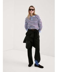 Mango - Pull-Over Rayures Col Polo Bleu Ciel - Lyst