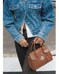 Mango - Petit Sac De Ville À Rabat Cognac - Lyst