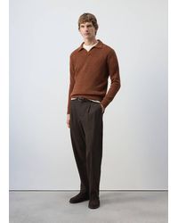 Mango - Alpaca Wool Blend Knit Polo Sweater - Lyst