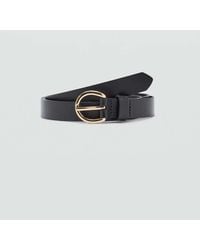 Mango - Leather Belt With Oval Buckle - Lyst