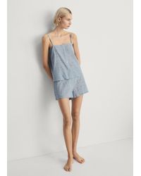 Mango - Zweiteiliger Pyjama Aus Seersucker-Baumwolle Mit Gewebtem Streifen - Lyst