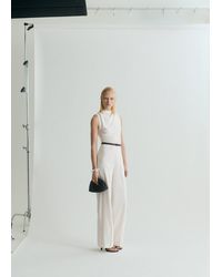 Mango - Tuta Lunga Collo Drappeggiato Cintura Bianco Sporco - Lyst