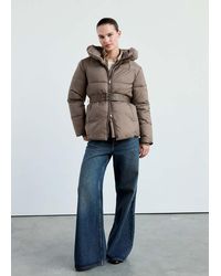 Mango - Belt Puffer Coat - Lyst