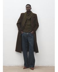 Mango - Cappotto Lana Doppia Abbottonatura Kaki - Lyst