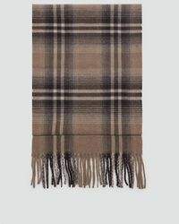 Mango - Sciarpa Quadri Frange Marrone Medio - Lyst