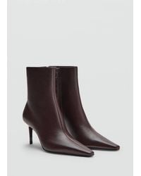 Mango - Leather Pointed Ankle Boots - Lyst