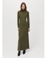 Mango - Turtleneck Knitted Dress With Brooch - Lyst