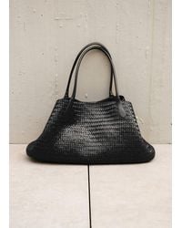 Mango - Large Braided Leather Shoulder Bag - Lyst