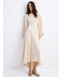 Mango - Flared-Sleeve Satin Dress - Lyst