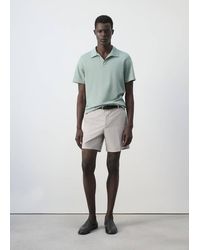 Mango - Slim Fit Cotton Lyocell Bermuda Shorts - Lyst