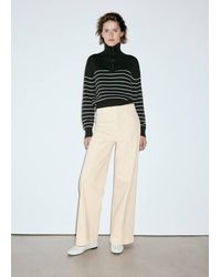 Mango - High-Waisted Wide Leg Jeans With Stitching - Lyst