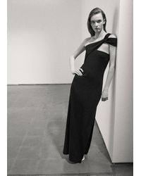Mango - Long Dress With An Asymmetric Neckline - Lyst