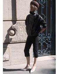 Mango - Funnel Neck Leather Jacket - Lyst