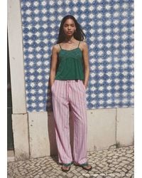 MANGO TEEN - Striped Trousers With Scalloped Details - Lyst