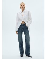 Mango - Straight-Fit Jeans With Rhinestone Detail Dark - Lyst