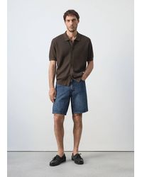 Mango - Straight-Fit Denim Bermuda Shorts - Lyst