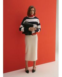 Mango - Round-Neck Striped Sweater - Lyst