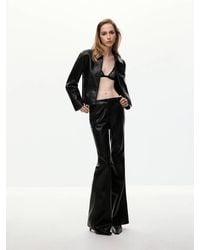 Mango - Faux-Leather Flared Trousers - Lyst