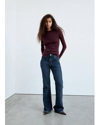 Mango - Long-Sleeved Boat-Neck T-Shirt - Lyst