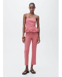 Mango - Gingham-Check Top With Ruffle - Lyst