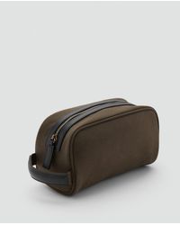 Mango - Cotton Toiletry Bag With Leather Details - Lyst