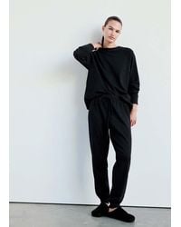Mango - Cotton Pyjama Trousers With An Elasticated Waistband - Lyst