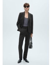 Mango - Blazer Completo Gessato Grigio Scuro Vigoré - Lyst