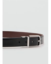Mango - Ceinture Habillée En Cuir Réversible Noir - Lyst