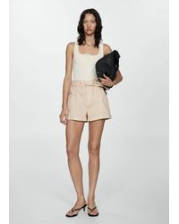 Mango - Paperbag Denim Shorts - Lyst