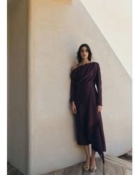 Mango Asymmetrical Satin Dress in Pink | Lyst