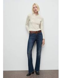 Mango - Openwork Knitted Floral Sweater - Lyst