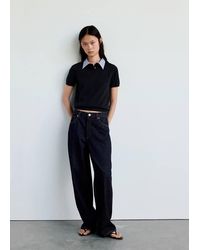 Mango - Striped Polo Neck Sweater - Lyst