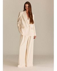 Mango - Satin Waistband Palazzo Trousers - Lyst