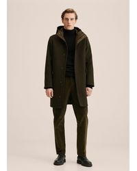 Mango Recycled Wool Coat With Hood - Multicolour
