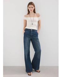 Mango - Wide Leg Mid-Rise Jeans - Lyst