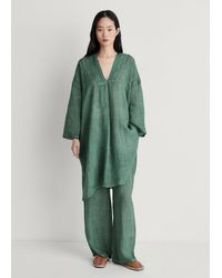 Mango - Ramie Caftan With Overdyed Design - Lyst