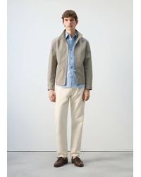 Mango - Prince Of Wales Check Jacket With Funnel Neck - Lyst