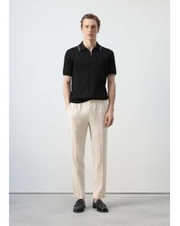 Mango - Fine-Knit Polo Shirt With Zip - Lyst