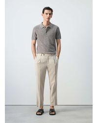 Mango - Ribbed Cotton-Linen Blend Polo - Lyst