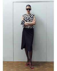 Mango - Top Maglia Stampa Zebrata Nero - Lyst