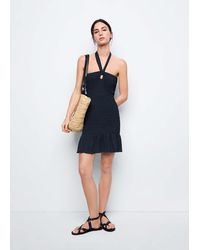 MANGO TEEN - Short Ruched Dress With Ruffled Hem - Lyst
